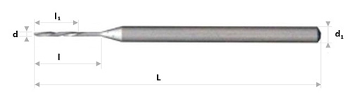 Сверла спиральные мелкоразмерные с утолщенным хвостовиком (ГОСТ 8034)